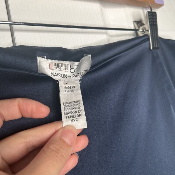 Maison de Papillon Kennedy Navy Blue Sateen Satin Pants Women's Size Small S - Picture 5 of 9